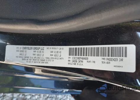 2015 Chrysler 200 Limited from USA, damaged, VIN 1C3CCCAB2FN600699